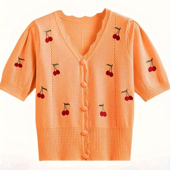 Coral Cherry Lightweight Cardigan - Picture 1 of 2